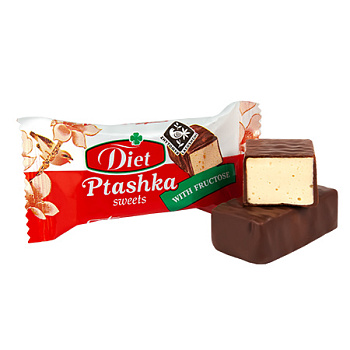 Glazed sweets Ptashka with fructose